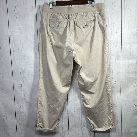 Talbots Tan Cotton Casual Outdoor Womens Khaki Tan Roll Tab Ankle Cropped Pants - Picture 11 of 16